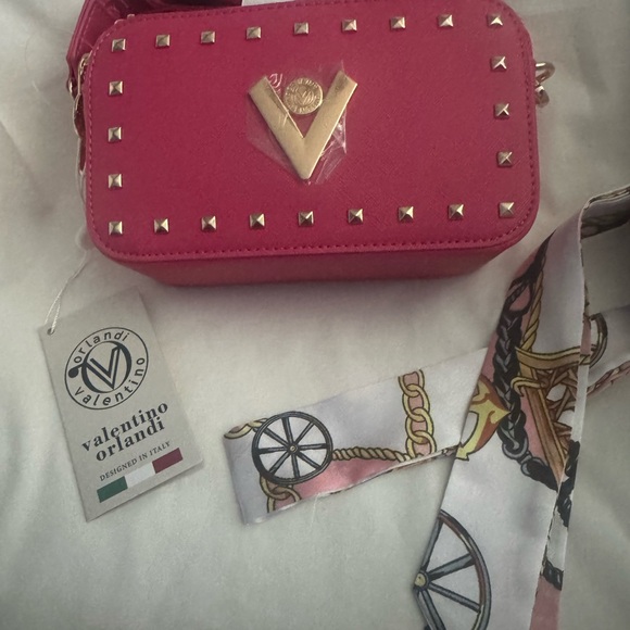 Valentino Orlandi Handbags - Valentino Orlandi Pink Crossbody Bag with Studded Details